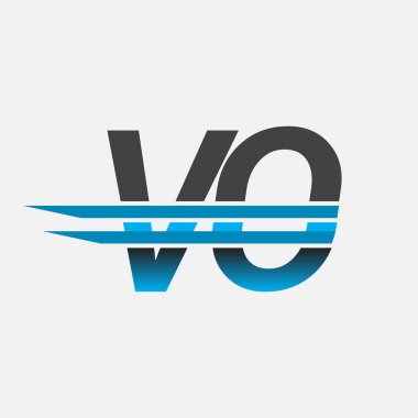 İlk logo VO şirketi adı siyah-mavi, Basit ve Modern Logo Tasarımı.