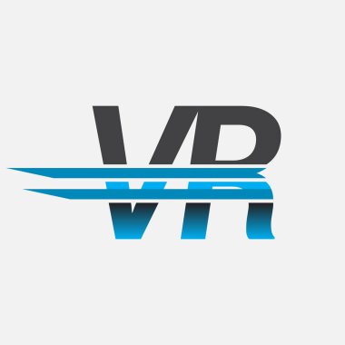 İlk logo VR şirketi adı siyah-mavi, Basit ve Modern Logo Tasarımı.