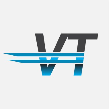 İlk logo VT şirketi adı siyah-mavi, Basit ve Modern Logo Tasarımı.