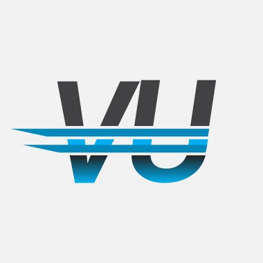 İlk logo VU şirketi adı siyah-mavi, Basit ve Modern Logo Tasarımı.