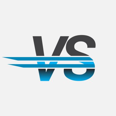 İlk logo vS şirket adı siyah-mavi, Basit ve Modern Logo Tasarımı.