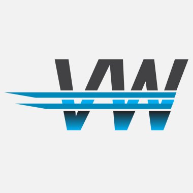 İlk logo VW şirket adı siyah-mavi, Basit ve Modern Logo Tasarımı.