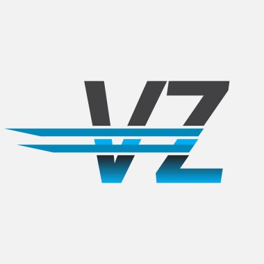 İlk logo VZ şirket adı siyah-mavi, Basit ve Modern Logo Tasarımı.