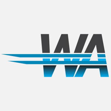 İlk logo WA şirketi adı siyah-mavi, Basit ve Modern Logo Tasarımı.