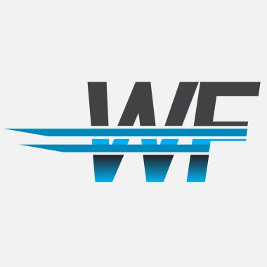 İlk logo WF şirket adı siyah-mavi, Basit ve Modern Logo Tasarımı.