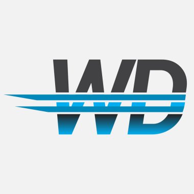 İlk logo WD şirket adı siyah-mavi, Basit ve Modern Logo Tasarımı.