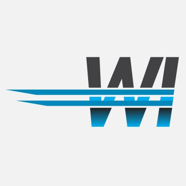 İlk logo WI şirketi adı siyah-mavi, Basit ve Modern Logo Tasarımı.