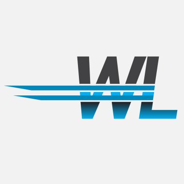 İlk logo WL şirket adı siyah-mavi, Basit ve Modern Logo Tasarımı.