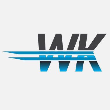 İlk logo WK şirketi adı siyah-mavi, Basit ve Modern Logo Tasarımı.