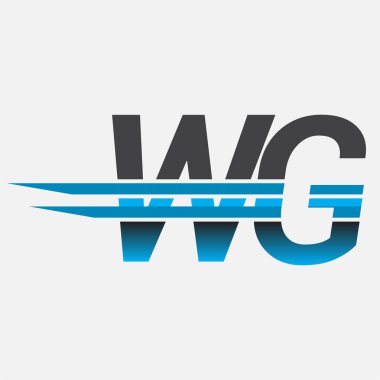 İlk logo WG şirket adı siyah-mavi, Basit ve Modern Logo Tasarımı.