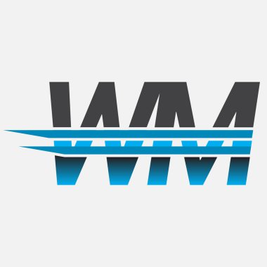 İlk logo WM şirketi adı siyah-mavi, Basit ve Modern Logo Tasarımı.