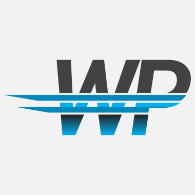 İlk logo WP şirket adı siyah-mavi, Basit ve Modern Logo Tasarımı.