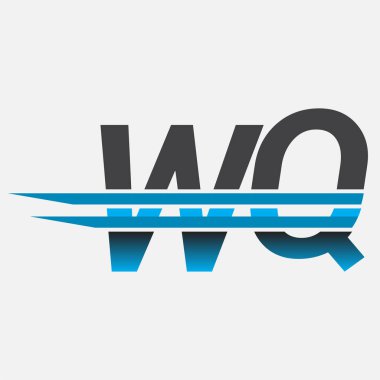 İlk logo WQ şirketi adı siyah-mavi, Basit ve Modern Logo Tasarımı.