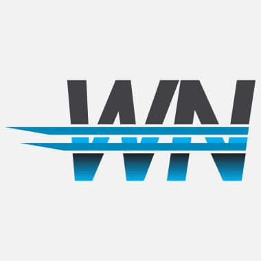 İlk logo WN şirketi adı siyah-mavi, Basit ve Modern Logo Tasarımı.