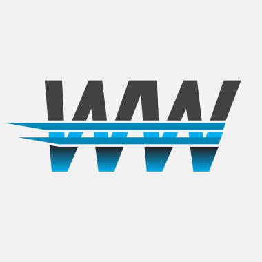 İlk logo WW şirket adı siyah-mavi, Basit ve Modern Logo Tasarımı.
