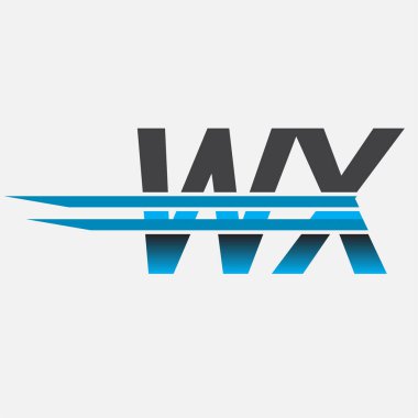 İlk logo WX şirket adı siyah-mavi, Basit ve Modern Logo Tasarımı.