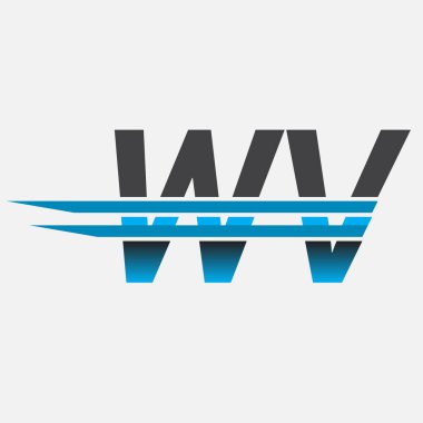 İlk logo WV şirketi adı siyah-mavi, Basit ve Modern Logo Tasarımı.