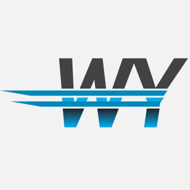 İlk logo WY şirket adı siyah-mavi, Basit ve Modern Logo Tasarımı.