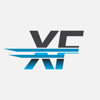 İlk logo XF şirket adı siyah-mavi, Basit ve Modern Logo Tasarımı.