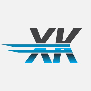 İlk logo XK şirketi adı siyah-mavi, Basit ve Modern Logo Tasarımı.
