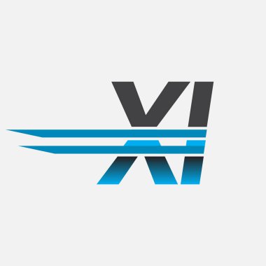 İlk logo XI şirket adı siyah-mavi, Basit ve Modern Logo Tasarımı.
