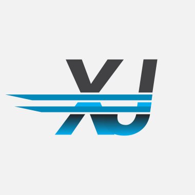 İlk logo XJ şirket adı siyah-mavi, Basit ve Modern Logo Tasarımı.