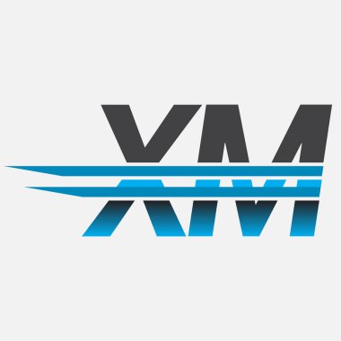 İlk logo XM şirket adı siyah-mavi, Basit ve Modern Logo Tasarımı.