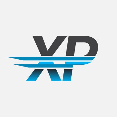 İlk logo XP şirketi adı siyah-mavi, Basit ve Modern Logo Tasarımı.