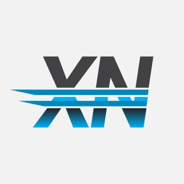 İlk logo XN şirket adı siyah-mavi, Basit ve Modern Logo Tasarımı.