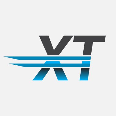 İlk logo XT şirketi adı siyah-mavi, Basit ve Modern Logo Tasarımı.