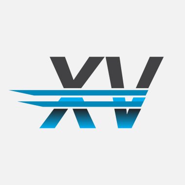 İlk logo XV şirket adı siyah-mavi, Basit ve Modern Logo Tasarımı.