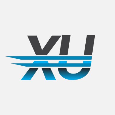 İlk logo XU şirket adı siyah-mavi, Basit ve Modern Logo Tasarımı.