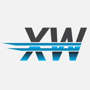 İlk logo XW şirket adı siyah-mavi, Basit ve Modern Logo Tasarımı.