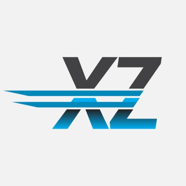 İlk logo XZ şirket adı siyah-mavi, Basit ve Modern Logo Tasarımı.