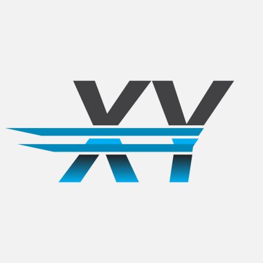İlk logo XY şirket adı siyah-mavi, Basit ve Modern Logo Tasarımı.
