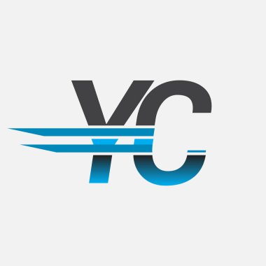 İlk logo YC şirketi adı siyah-mavi, Basit ve Modern Logo Tasarımı.
