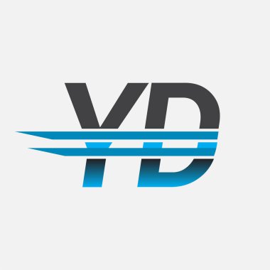 İlk logo YD şirketi adı siyah-mavi, Basit ve Modern Logo Tasarımı.