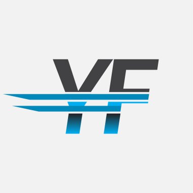 İlk logo YF şirketi adı siyah-mavi, Basit ve Modern Logo Tasarımı.