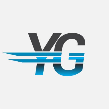 İlk logo YG şirketi adı siyah-mavi, Basit ve Modern Logo Tasarımı.
