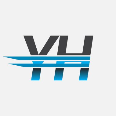 İlk logo YH şirketi adı siyah-mavi, Basit ve Modern Logo Tasarımı.