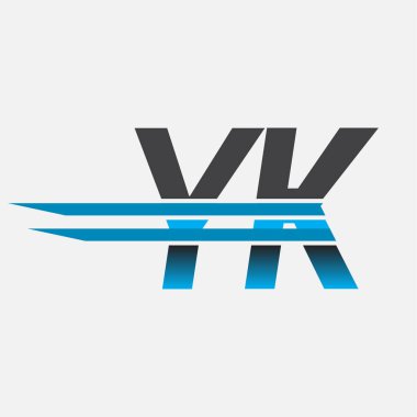 İlk logo YK şirketi adı siyah-mavi, Basit ve Modern Logo Tasarımı.