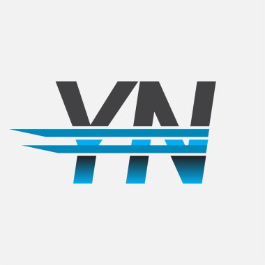 İlk logo YN şirketi adı siyah-mavi, Basit ve Modern Logo Tasarımı.