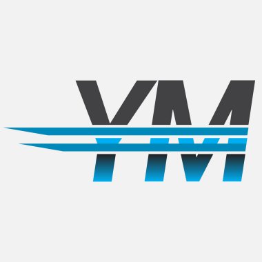 İlk logo YM şirketi adı siyah-mavi, Basit ve Modern Logo Tasarımı.