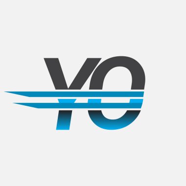 İlk logo YO şirketi adı siyah-mavi, Basit ve Modern Logo Tasarımı.