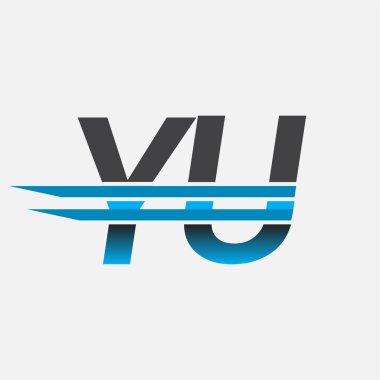 İlk logo YU şirketinin adı siyah-mavi, Basit ve Modern Logo Tasarımı.