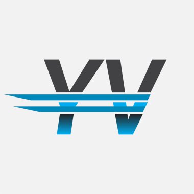 İlk logo YV şirketi adı siyah-mavi, Basit ve Modern Logo Tasarımı.