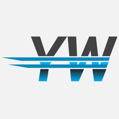 İlk logo YW şirketi adı siyah-mavi, Basit ve Modern Logo Tasarımı.