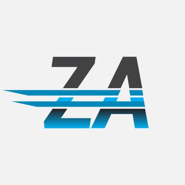 İlk logo ZA şirketi adı siyah-mavi, Basit ve Modern Logo Tasarımı.