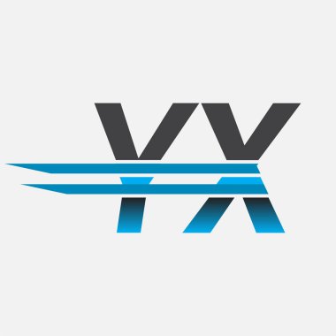 İlk logo YX şirketi adı siyah-mavi, Basit ve Modern Logo Tasarımı.