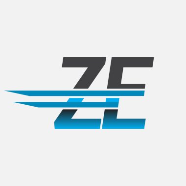 İlk logo ZE şirket adı siyah-mavi, Basit ve Modern Logo Tasarımı.